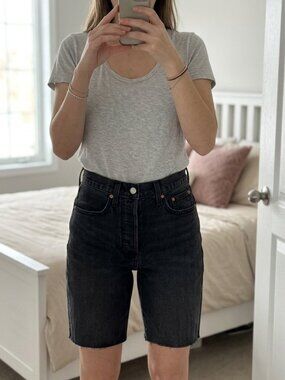 Aritzia DF Women's Bermuda Jorts jean shorts Cut off Black Whimsigoth Festival